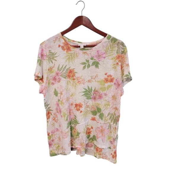 J.Jill Love Linen Womens Floral Coastal Beachy Lightweight Top Size XL - Picture 1 of 11